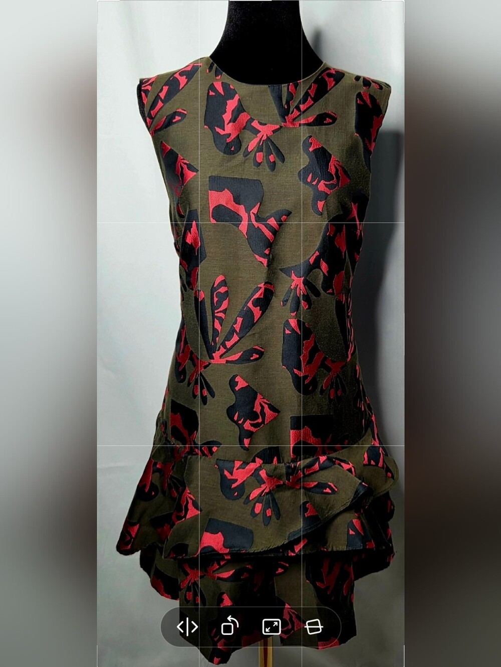 Banana Republic Army Green & Pink Ruffled Mini Dress